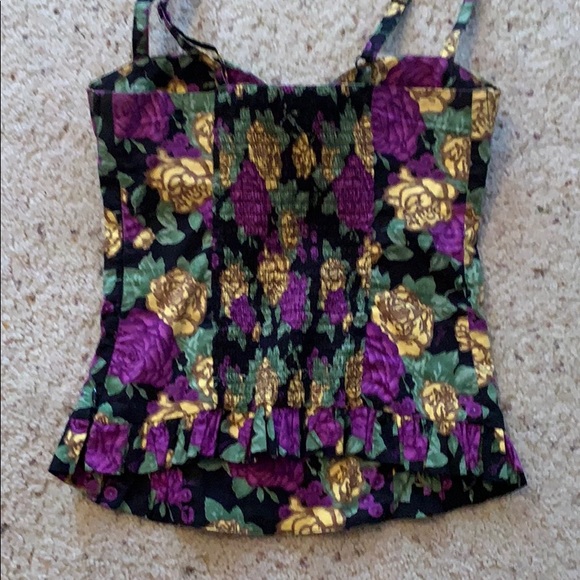 Black Floral Guess Corset Top - Picture 3 of 4